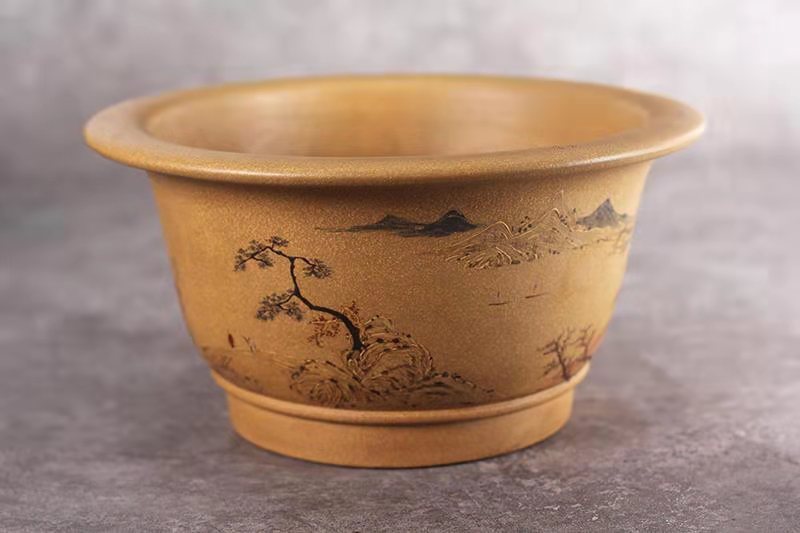 圆盆（黄金段泥彩色泥绘）(图2)