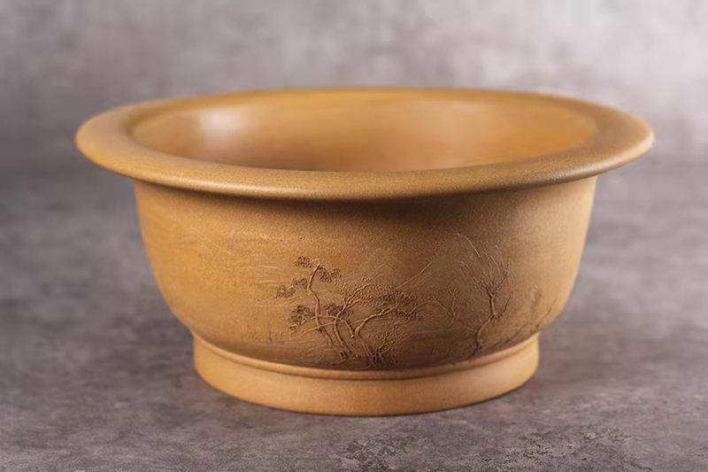 圆碗(黄金段泥本色泥绘)(图1) 圆碗(黄金段泥本色泥绘)(图1)